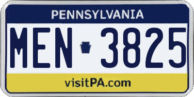 PA license plate MEN3825