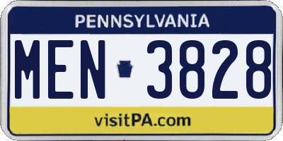 PA license plate MEN3828