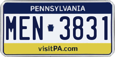 PA license plate MEN3831