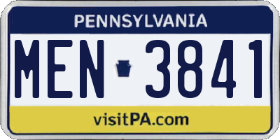 PA license plate MEN3841