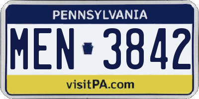 PA license plate MEN3842