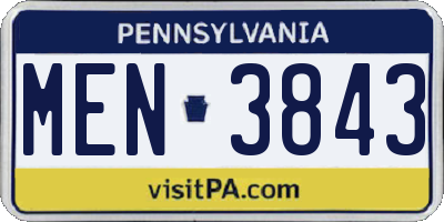 PA license plate MEN3843