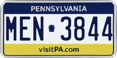 PA license plate MEN3844