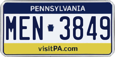 PA license plate MEN3849
