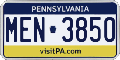 PA license plate MEN3850