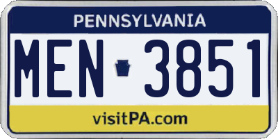PA license plate MEN3851