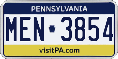 PA license plate MEN3854