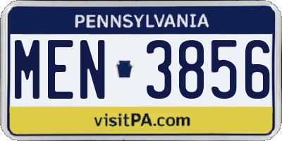 PA license plate MEN3856