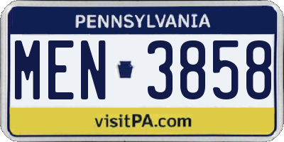 PA license plate MEN3858