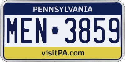 PA license plate MEN3859