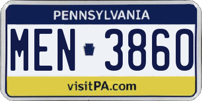 PA license plate MEN3860