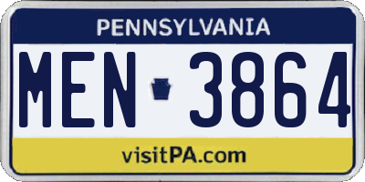 PA license plate MEN3864
