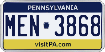 PA license plate MEN3868