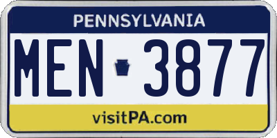 PA license plate MEN3877