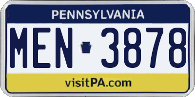PA license plate MEN3878