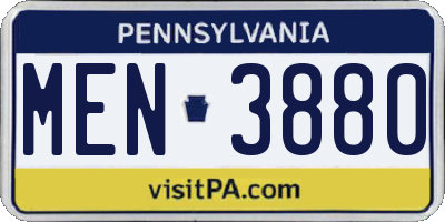 PA license plate MEN3880