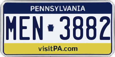 PA license plate MEN3882