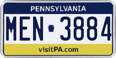 PA license plate MEN3884