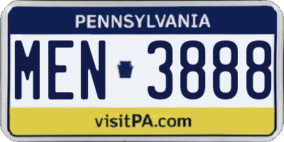 PA license plate MEN3888