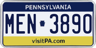 PA license plate MEN3890