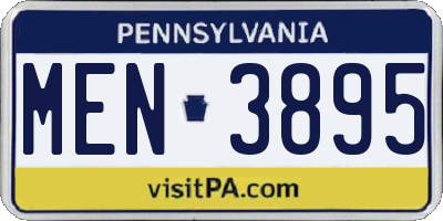 PA license plate MEN3895