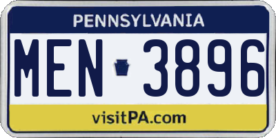 PA license plate MEN3896