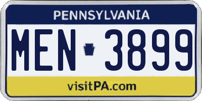 PA license plate MEN3899
