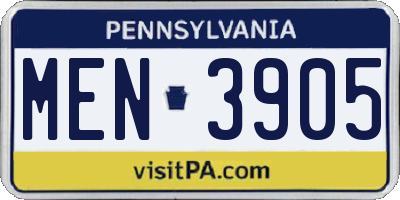 PA license plate MEN3905