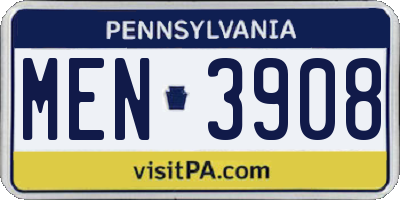 PA license plate MEN3908