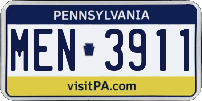 PA license plate MEN3911