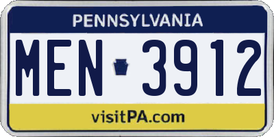 PA license plate MEN3912