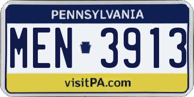 PA license plate MEN3913