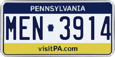 PA license plate MEN3914