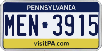 PA license plate MEN3915