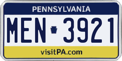 PA license plate MEN3921