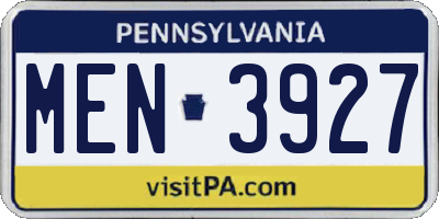 PA license plate MEN3927