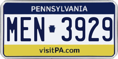 PA license plate MEN3929