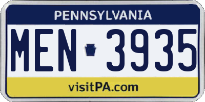 PA license plate MEN3935