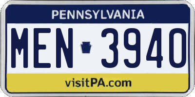 PA license plate MEN3940