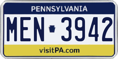 PA license plate MEN3942