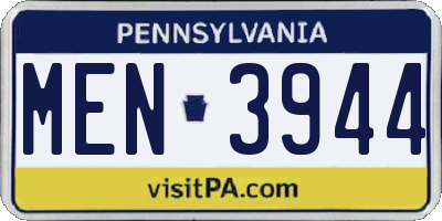 PA license plate MEN3944