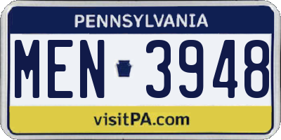 PA license plate MEN3948