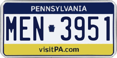 PA license plate MEN3951