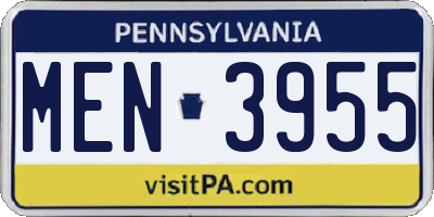 PA license plate MEN3955