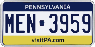 PA license plate MEN3959