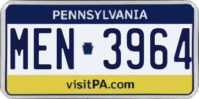PA license plate MEN3964