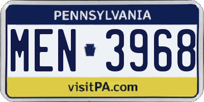 PA license plate MEN3968