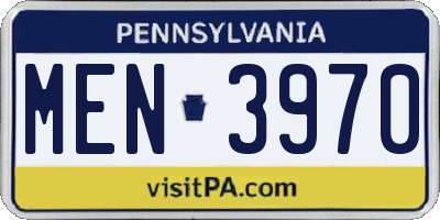PA license plate MEN3970