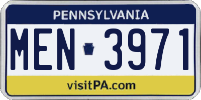 PA license plate MEN3971