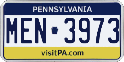 PA license plate MEN3973